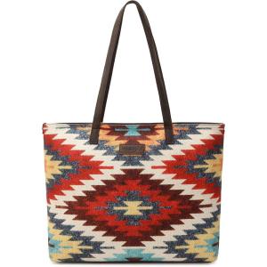 imageMontana West Wrangler Tote Bag for Women Canvas Shoulder Handbag Aztec PurseMultiple Carnelian