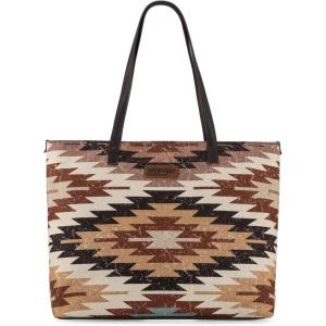 imageMontana West Wrangler Tote Bag for Women Canvas Shoulder Handbag Aztec PurseMultiple Coffee