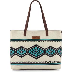 imageMontana West Wrangler Tote Bag for Women Canvas Shoulder Handbag Aztec PurseNeon Beige