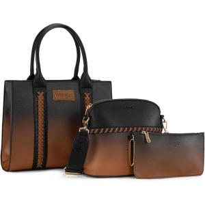 imageWrangler 3Pcs Purses for Women Tote Bag Crossbody Handbag Sets with StrapGradient Black