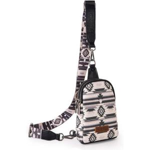 imageWrangler Aztec Crossbody Sling Bags for Women Southwestern Print Purse with Detachable StrapAztecblack