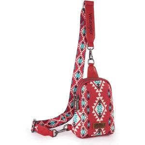imageWrangler Aztec Crossbody Sling Bags for Women Southwestern Print Purse with Detachable StrapAztecburgundy