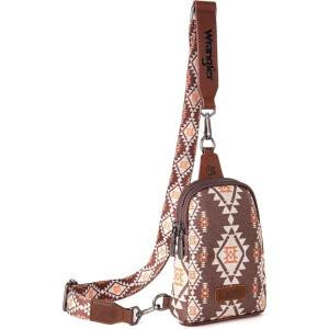 imageWrangler Aztec Crossbody Sling Bags for Women Southwestern Print Purse with Detachable StrapAzteccoffee