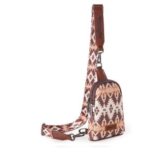 imageWrangler Aztec Crossbody Sling Bags for Women Southwestern Print Purse with Detachable StrapAzteclight Coffee