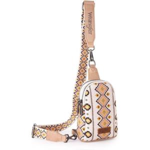 imageWrangler Aztec Crossbody Sling Bags for Women Southwestern Print Purse with Detachable StrapAztectan