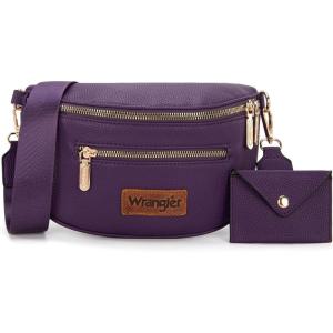 imageWrangler Crossbody Bag for Women Cute Fanny Pack Small Belt Chest Waist BagsPurple