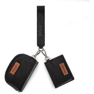 imageWrangler KeyChain Wallet Wristlet Wallets for Women Dual Pouch Wristlet Rfid Blocking Credit Card Holder WalletBlack