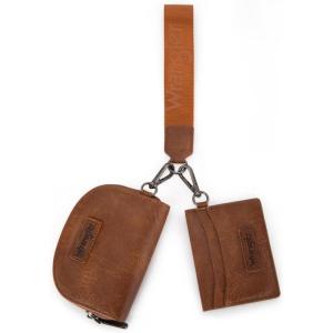imageWrangler KeyChain Wallet Wristlet Wallets for Women Dual Pouch Wristlet Rfid Blocking Credit Card Holder WalletBrown