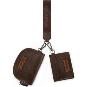 imageWrangler KeyChain Wallet Wristlet Wallets for Women Dual Pouch Wristlet Rfid Blocking Credit Card Holder WalletCoffee