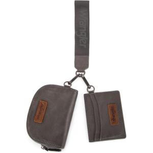 imageWrangler KeyChain Wallet Wristlet Wallets for Women Dual Pouch Wristlet Rfid Blocking Credit Card Holder WalletGrey