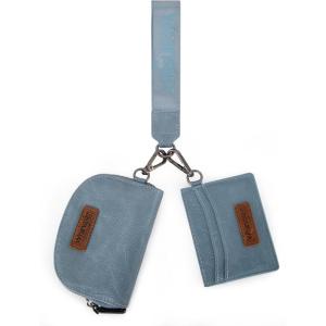 imageWrangler KeyChain Wallet Wristlet Wallets for Women Dual Pouch Wristlet Rfid Blocking Credit Card Holder WalletJean