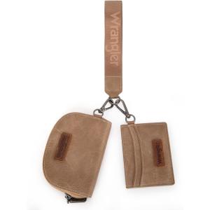 imageWrangler KeyChain Wallet Wristlet Wallets for Women Dual Pouch Wristlet Rfid Blocking Credit Card Holder WalletKhaki