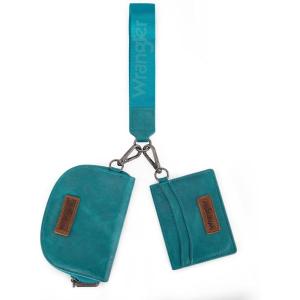 imageWrangler KeyChain Wallet Wristlet Wallets for Women Dual Pouch Wristlet Rfid Blocking Credit Card Holder WalletTurquoise