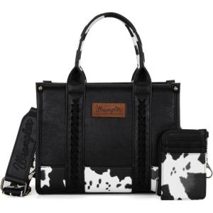 imageWrangler Tote Bags for Women Western Purse and Handbags Satchel Tophandle with Card HolderAcow Print Black