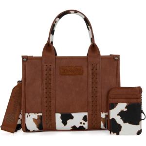 imageWrangler Tote Bags for Women Western Purse and Handbags Satchel Tophandle with Card HolderAcow Print Brown