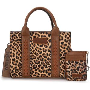 imageWrangler Tote Bags for Women Western Purse and Handbags Satchel Tophandle with Card HolderBleopard Print