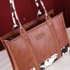 imageMontana West  Wrangler Tote Bag for Women Western Cow Print Purse Designer Top Handle HandbagsL Brown