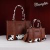 imageMontana West  Wrangler Tote Bag for Women Western Cow Print Purse Designer Top Handle HandbagsM Brownguitar Strap