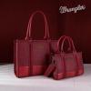 imageMontana West  Wrangler Tote Bag for Women Western Cow Print Purse Designer Top Handle HandbagsM Burgundyguitar Strap