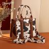 imageMontana West  Wrangler Tote Bag for Women Western Cow Print Purse Designer Top Handle HandbagsMcow Print Brown