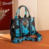 imageMontana West  Wrangler Tote Bag for Women Western Cow Print Purse Designer Top Handle HandbagsMcow Print Turquoise