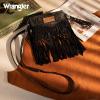 imageWrangler Crossbody Small Purse for Women Wristlet Fringe Bag Western PurseAngel Black