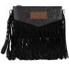 imageWrangler Crossbody Small Purse for Women Wristlet Fringe Bag Western PurseAngel Black