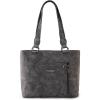 imageWrangler Distressed Tote Bag for Women Western Purse Multi Pockets Handbags and Shoulder BagBraidedfrost Grey