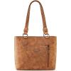 imageWrangler Distressed Tote Bag for Women Western Purse Multi Pockets Handbags and Shoulder BagBraidedmorocco Brown