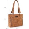 imageWrangler Distressed Tote Bag for Women Western Purse Multi Pockets Handbags and Shoulder BagBraidedmorocco Brown