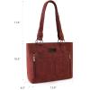 imageWrangler Distressed Tote Bag for Women Western Purse Multi Pockets Handbags and Shoulder BagBraidedrusty Red