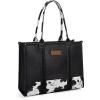 imageMontana West  Wrangler Tote Bag for Women Western Cow Print Purse Designer Top Handle HandbagsL Black