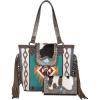 imageMontana West Aztec Tapestry Pattern Tote Bag for Women Western Cowhide and Fringe Top Handle Satchel with Wallet MW1215G8317CFW