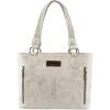 imageWrangler Distressed Tote Bag for Women Western Purse Multi Pockets Handbags and Shoulder BagBraidedbeige