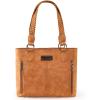 imageWrangler Distressed Tote Bag for Women Western Purse Multi Pockets Handbags and Shoulder BagBraidedindian Tan
