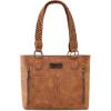 imageWrangler Distressed Tote Bag for Women Western Purse Multi Pockets Handbags and Shoulder BagBraidedmorocco Brown