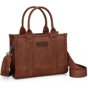 imageMontana West  Wrangler Tote Bag for Women Western Cow Print Purse Designer Top Handle HandbagsM Cocoaguitar Strap
