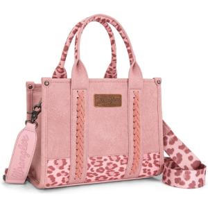 imageMontana West  Wrangler Tote Bag for Women Western Cow Print Purse Designer Top Handle HandbagsM Lepard Pinkguitar Strap