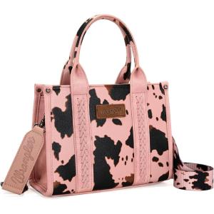 imageMontana West  Wrangler Tote Bag for Women Western Cow Print Purse Designer Top Handle HandbagsMcow Print Pink