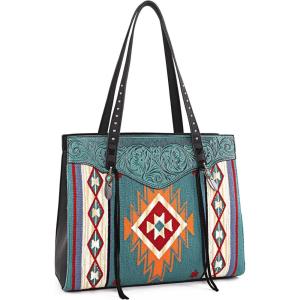 imageMontana West Aztec Tapestry Collection Tote Bag with Wallet Set Western Purse and Handbag for Women TR145G816BK