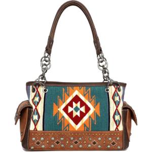imageMontana West Aztec Tapestry Tote Bag Western Vegan Leather Purses and Satchel Handbag Blanket Print Large Shoulder Handbag for Women MW1097G8085BR