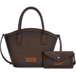 imageMontana West Wrangler Small Tote Bag for Women Distressed Shoulder Purse Woven Handle Crossbody Bags with Adjustable StrapCoffee