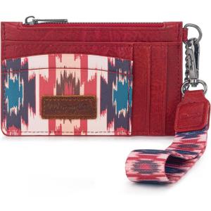 imageMontana West X Wrangler RFID Card Holder for Women Card ampamp ID Cases Small Credit Card Holder Womens Credit Card Wallet Pink Card HoldersWestern AztecRed