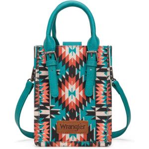 imageWrangler Small Crossbody Bags for Women Aztec Cow Print Small Western Purse and Mini HandbagAngelturquoise