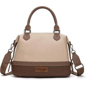 imageWrangler Towtone Satchel Handbags for Women Top Handle Medium Tote Bag and Designer Crossbody BagTancoffee