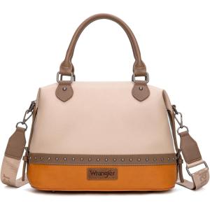 imageWrangler Towtone Satchel Handbags for Women Top Handle Medium Tote Bag and Designer Crossbody BagTanmix