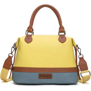 imageWrangler Towtone Satchel Handbags for Women Top Handle Medium Tote Bag and Designer Crossbody BagYellow