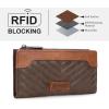 imageWrangler Minimalist Wallet for Women Credit Card Wallet Ladies Travel Wallets Monederos de Mujer Card Cases ampamp Money Organizers with Smooth Zippers TanBrown  Coffee