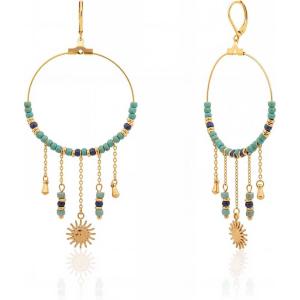 imageMontana West Wangler Dangle Earrings for Women Natural Stone Hoop Earrings Fashion Dainty JewelryGreen