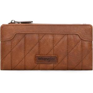 imageWrangler Minimalist Wallet for Women Credit Card Wallet Ladies Travel Wallets Monederos de Mujer Card Cases ampamp Money Organizers with Smooth Zippers TanQuilted  Brown